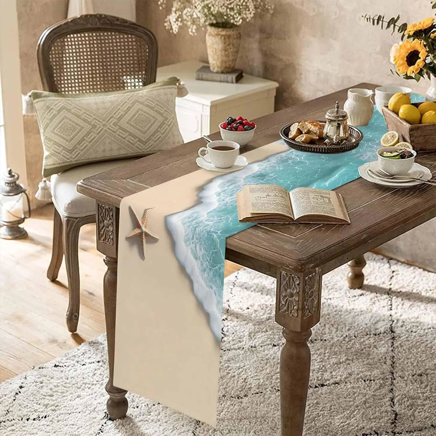 Starfish Linen Table Runner