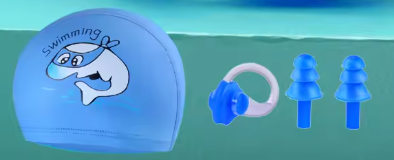 Swimming Kit Head Cover& Nose Clips & Earplug Pairs
