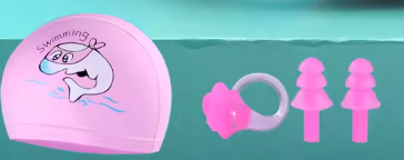 Swimming Kit Head Cover& Nose Clips & Earplug Pairs